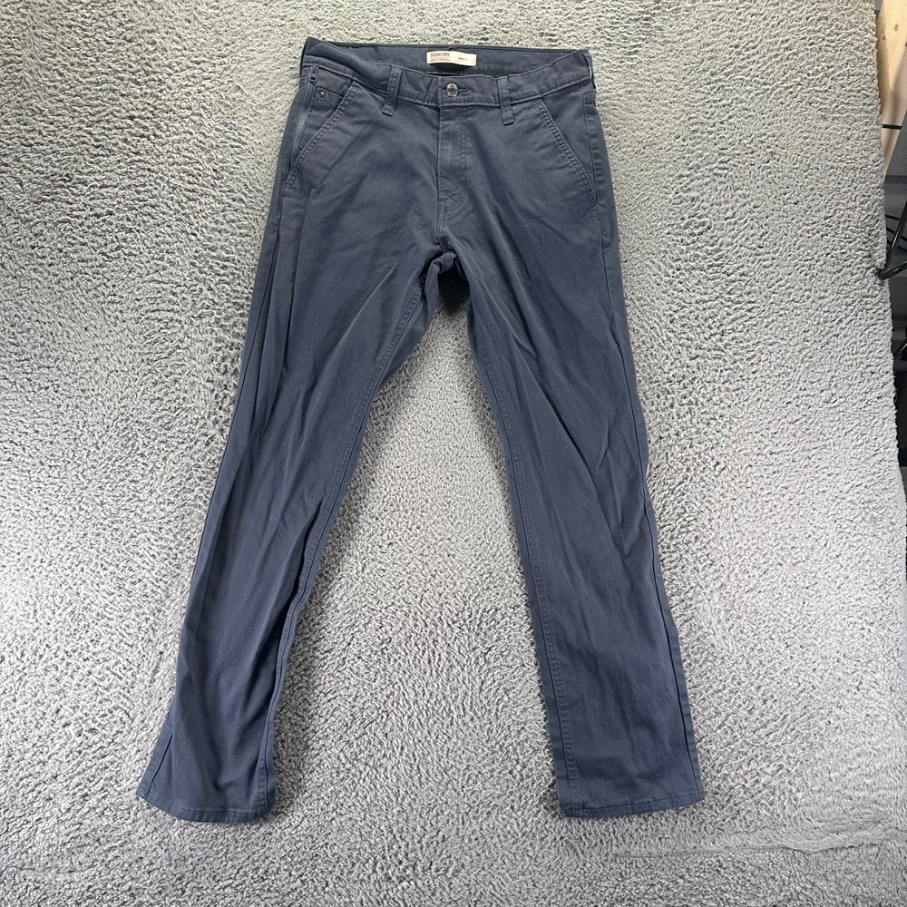 Signature By Levi's Pant Mens 30x31 Blue Cotton Chino Straight Business Stretch